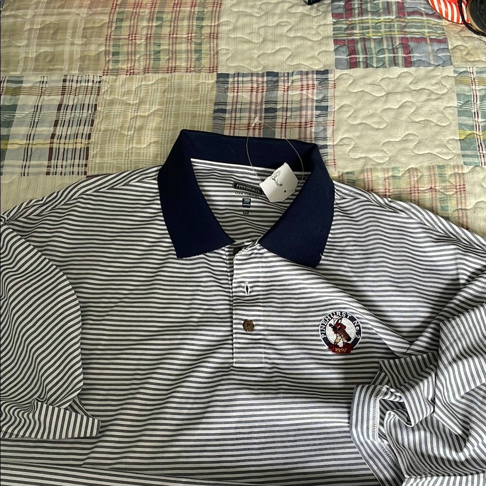 Classic Blue and White Pinehurst # 2 Striped Polo Shirt. Size XXL